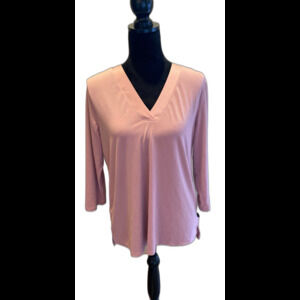Banana Republic Blouse Size ? large Top Pink Dusty Rose V Neck 3/4 Sleeves